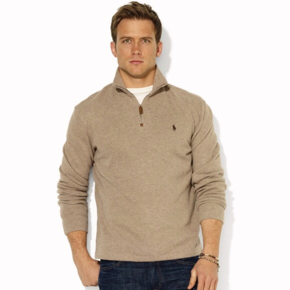 POLO RALPH LAUREN MENS HALF-ZIP BROWN LARGE